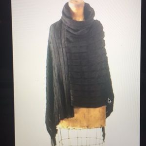 Poncho/Cape by TALEEN Chic Knitted Turtleneck